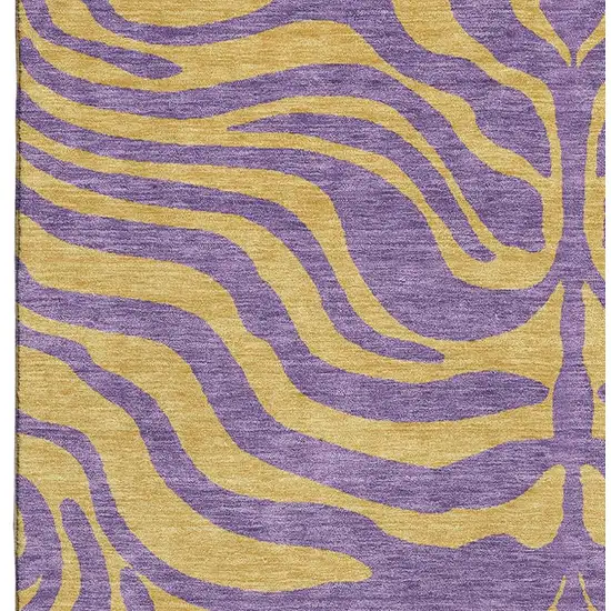 Purple And Peach Animal Print Washable Area Rug With UV Protection Photo 3