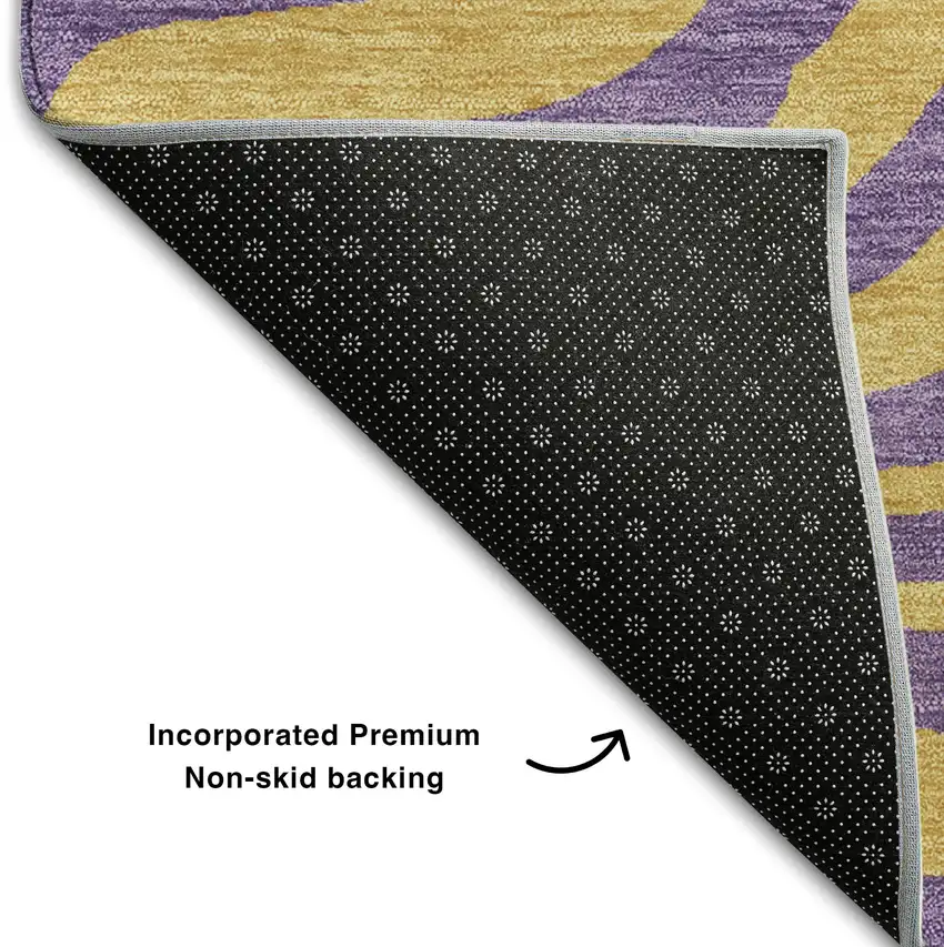 Purple And Peach Animal Print Washable Area Rug With UV Protection Photo 6