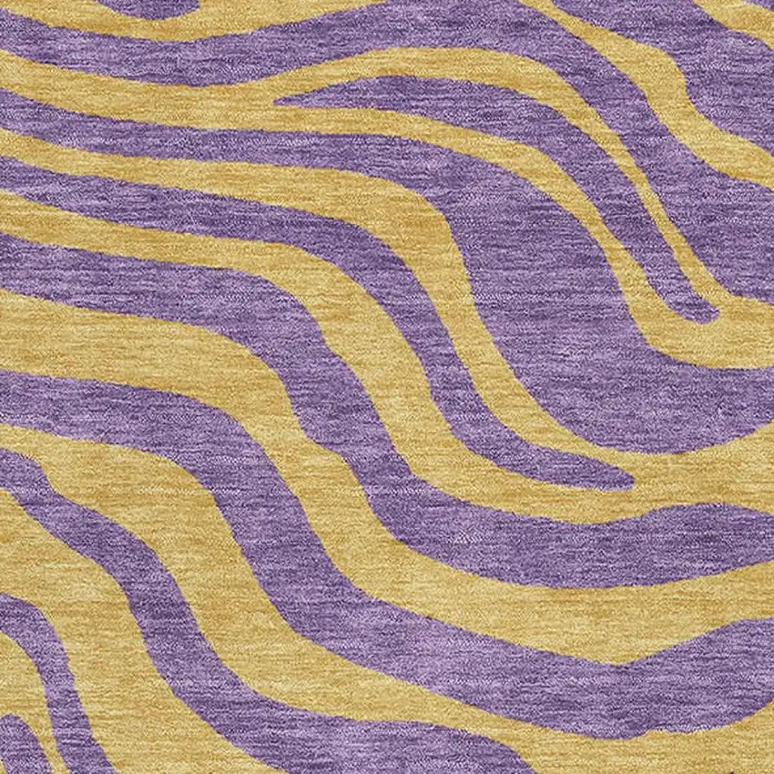 Purple And Peach Animal Print Washable Area Rug With UV Protection Photo 2