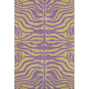 Photo of Purple And Peach Animal Print Washable Area Rug With UV Protection