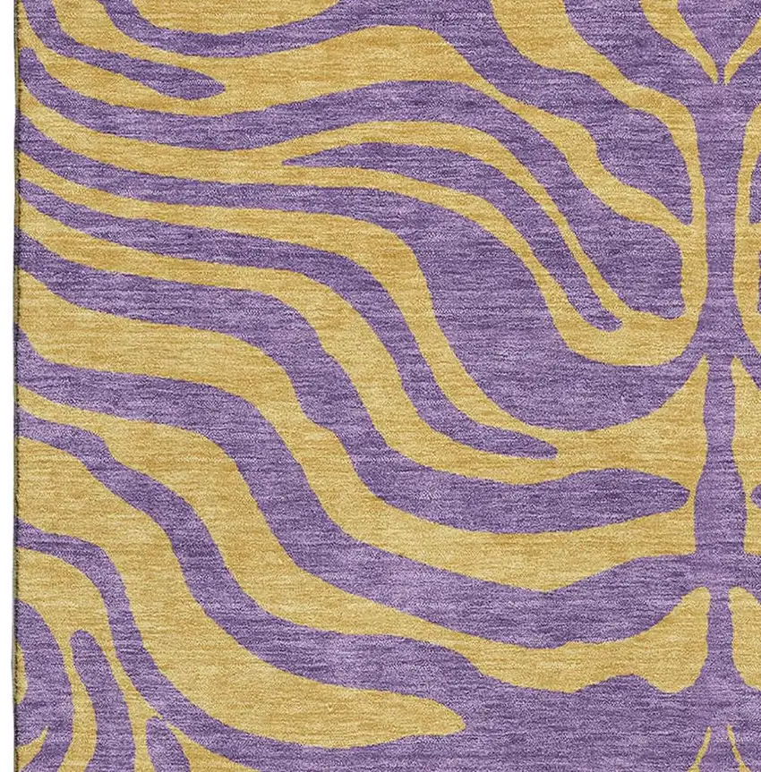 Purple And Peach Animal Print Washable Area Rug With UV Protection Photo 2