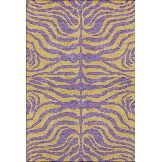 Purple And Peach Animal Print Washable Area Rug With UV Protection Photo 3