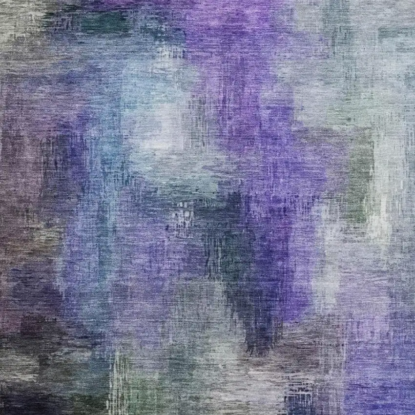 Purple And Pewter Abstract Washable Indoor Outdoor Area Rug Photo 3