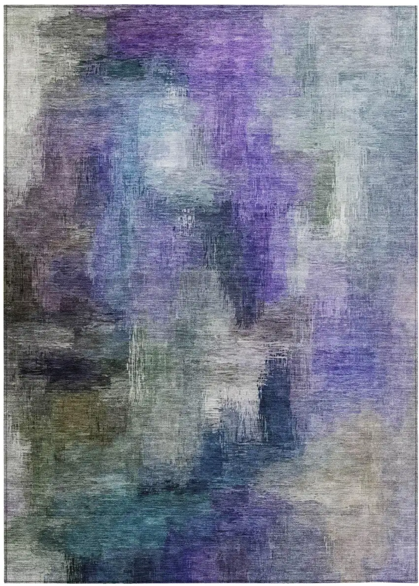 Purple And Pewter Abstract Washable Indoor Outdoor Area Rug Photo 2