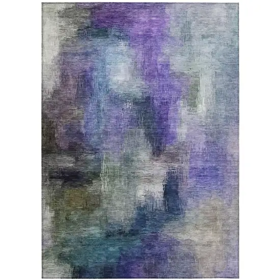 Purple And Pewter Abstract Washable Indoor Outdoor Area Rug Photo 2