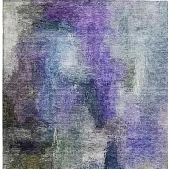 Purple And Pewter Abstract Washable Indoor Outdoor Area Rug Photo 4