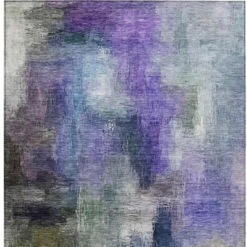 Purple And Pewter Abstract Washable Indoor Outdoor Area Rug Photo 4