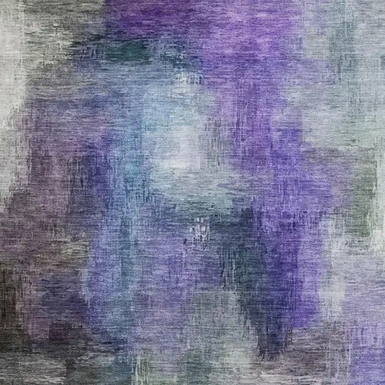 Purple And Pewter Abstract Washable Indoor Outdoor Area Rug Photo 3