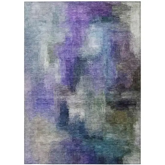 Purple And Pewter Abstract Washable Indoor Outdoor Area Rug Photo 4