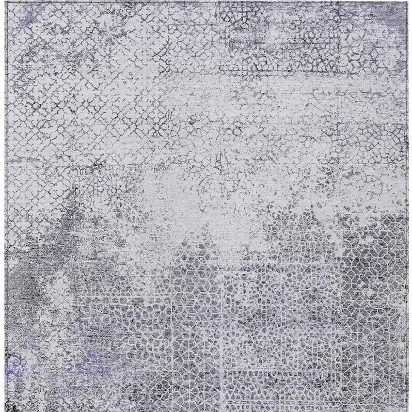 Purple And Pewter Abstract Washable Indoor Outdoor Area Rug Photo 4