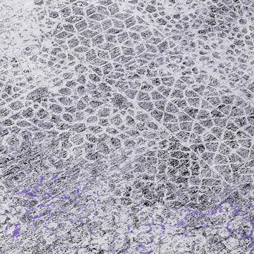 Purple And Pewter Abstract Washable Indoor Outdoor Area Rug Photo 6