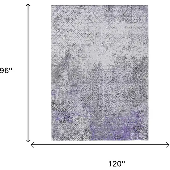 Purple And Pewter Abstract Washable Indoor Outdoor Area Rug Photo 7
