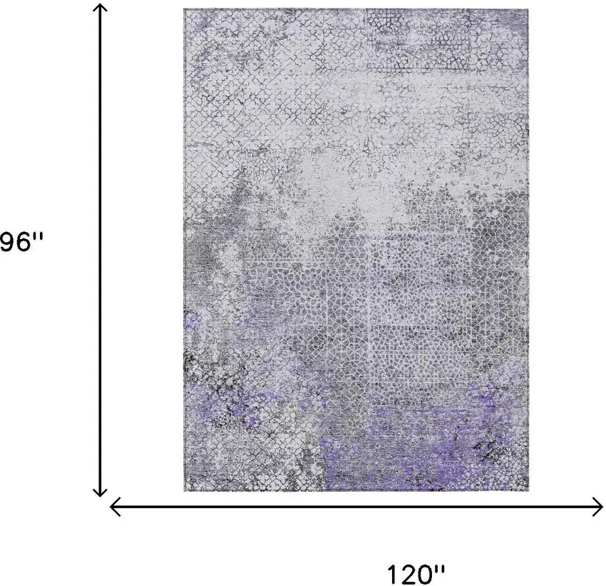 Purple And Pewter Abstract Washable Indoor Outdoor Area Rug Photo 7