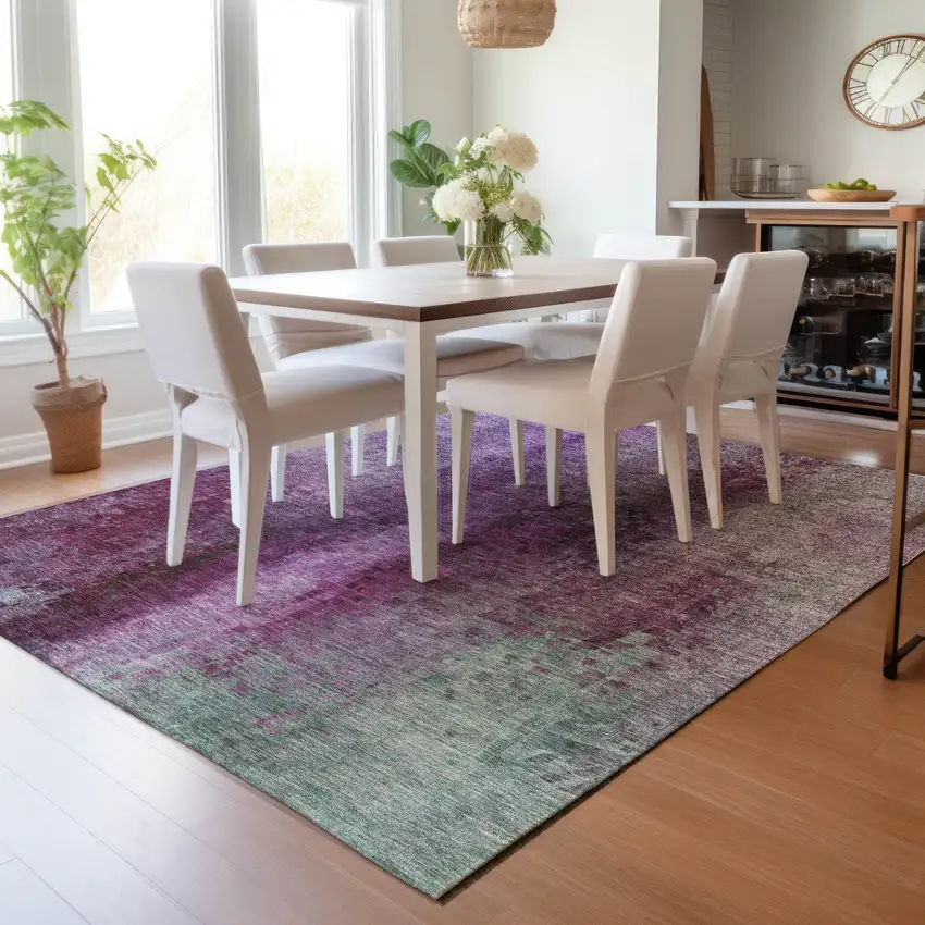 Purple And Plum Abstract Washable Indoor Outdoor Area Rug Photo 9