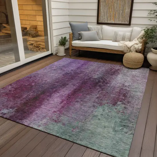 Purple And Plum Abstract Washable Indoor Outdoor Area Rug Photo 9