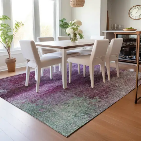 Purple And Plum Abstract Washable Indoor Outdoor Area Rug Photo 8
