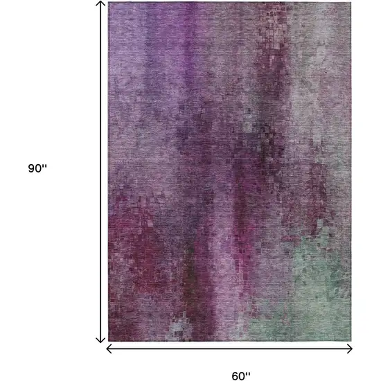 Purple And Plum Abstract Washable Indoor Outdoor Area Rug Photo 3