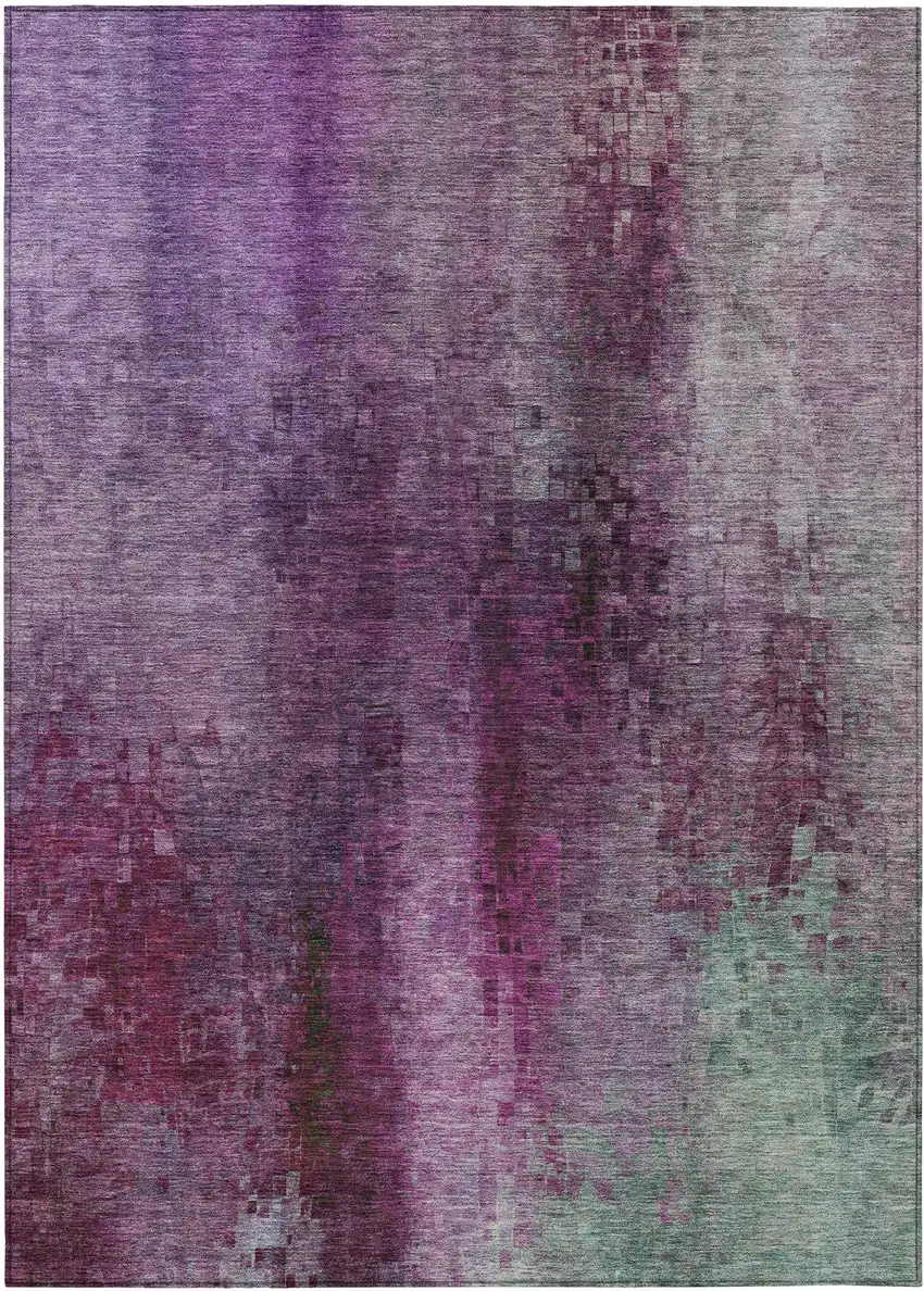 Purple And Plum Abstract Washable Indoor Outdoor Area Rug Photo 2