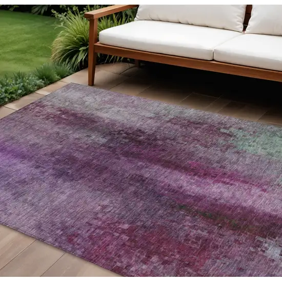 Purple And Plum Abstract Washable Indoor Outdoor Area Rug Photo 1
