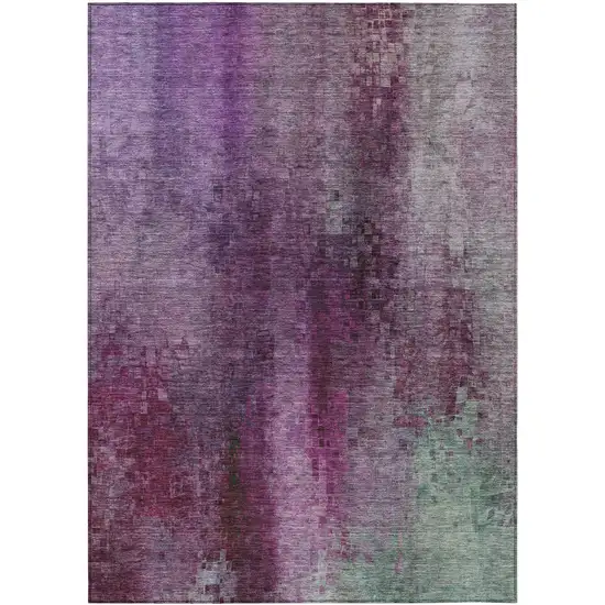 Purple And Plum Abstract Washable Indoor Outdoor Area Rug Photo 2