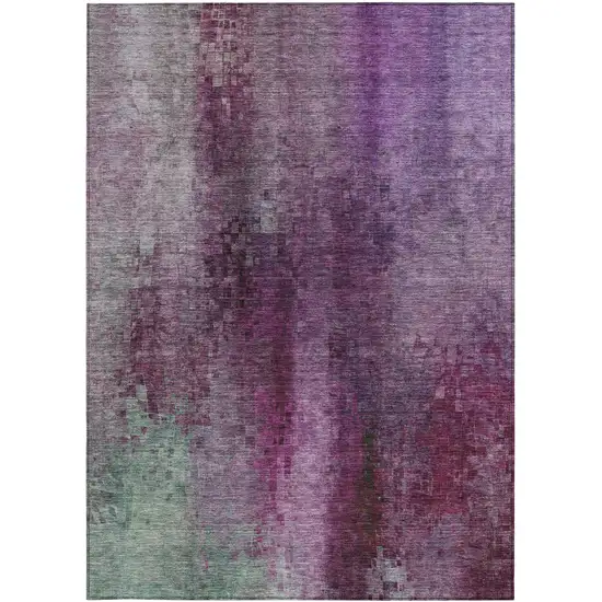 Purple And Plum Abstract Washable Indoor Outdoor Area Rug Photo 4