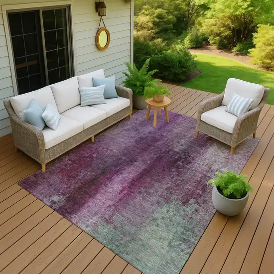 Purple And Plum Abstract Washable Indoor Outdoor Area Rug Photo 6