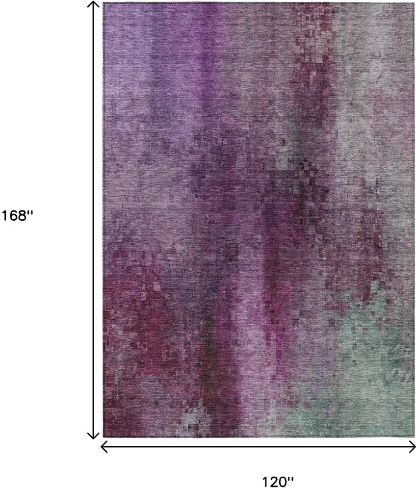 Purple And Plum Abstract Washable Indoor Outdoor Area Rug Photo 3
