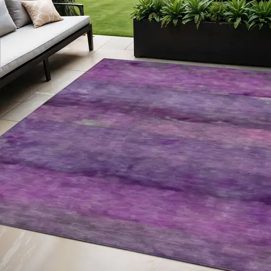 Purple And Plum Abstract Washable Indoor Outdoor Area Rug Photo 1