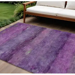Photo of Purple And Plum Abstract Washable Indoor Outdoor Area Rug