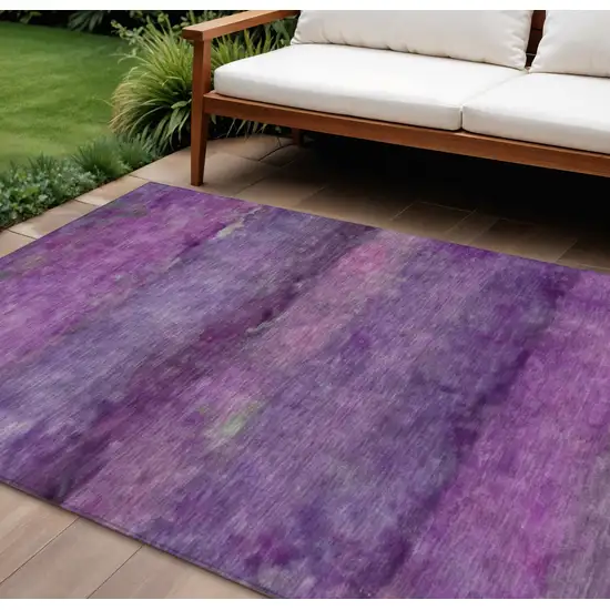 Purple And Plum Abstract Washable Indoor Outdoor Area Rug Photo 1