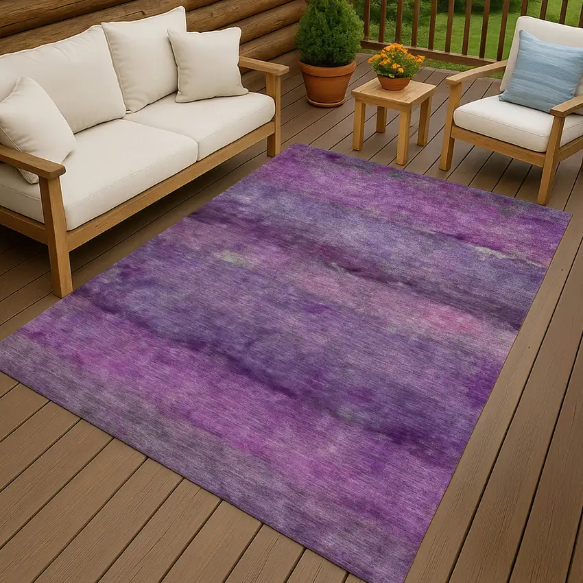 Purple And Plum Abstract Washable Indoor Outdoor Area Rug Photo 9