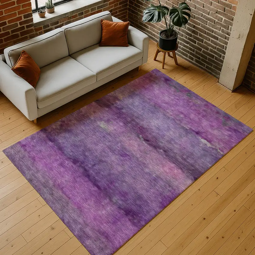Purple And Plum Abstract Washable Indoor Outdoor Area Rug Photo 8