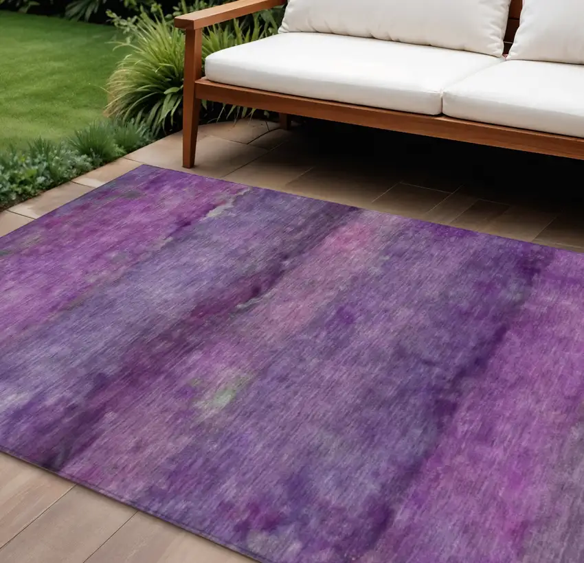 Purple And Plum Abstract Washable Indoor Outdoor Area Rug Photo 1