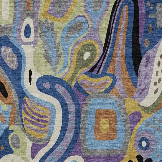 Purple And Plum Abstract Washable Indoor Outdoor Area Rug Photo 3