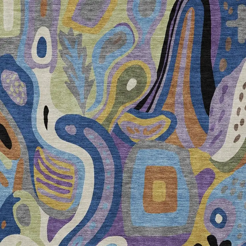 Purple And Plum Abstract Washable Indoor Outdoor Area Rug Photo 3
