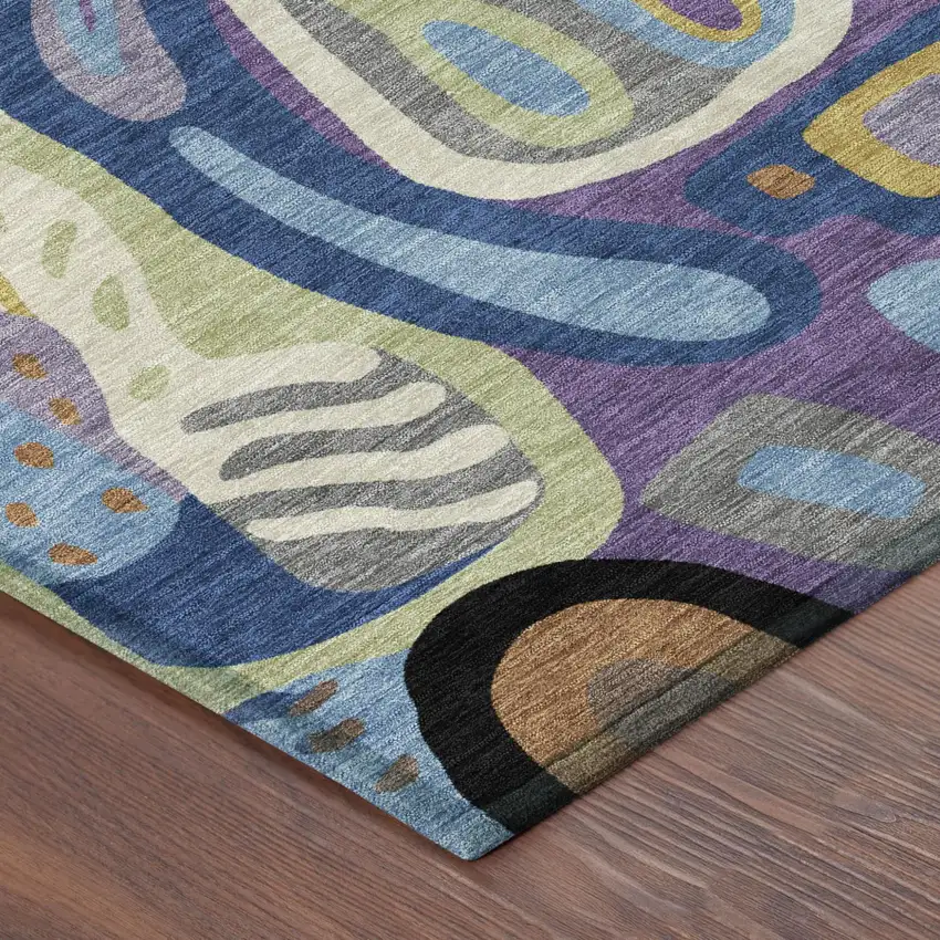 Purple And Plum Abstract Washable Indoor Outdoor Area Rug Photo 5