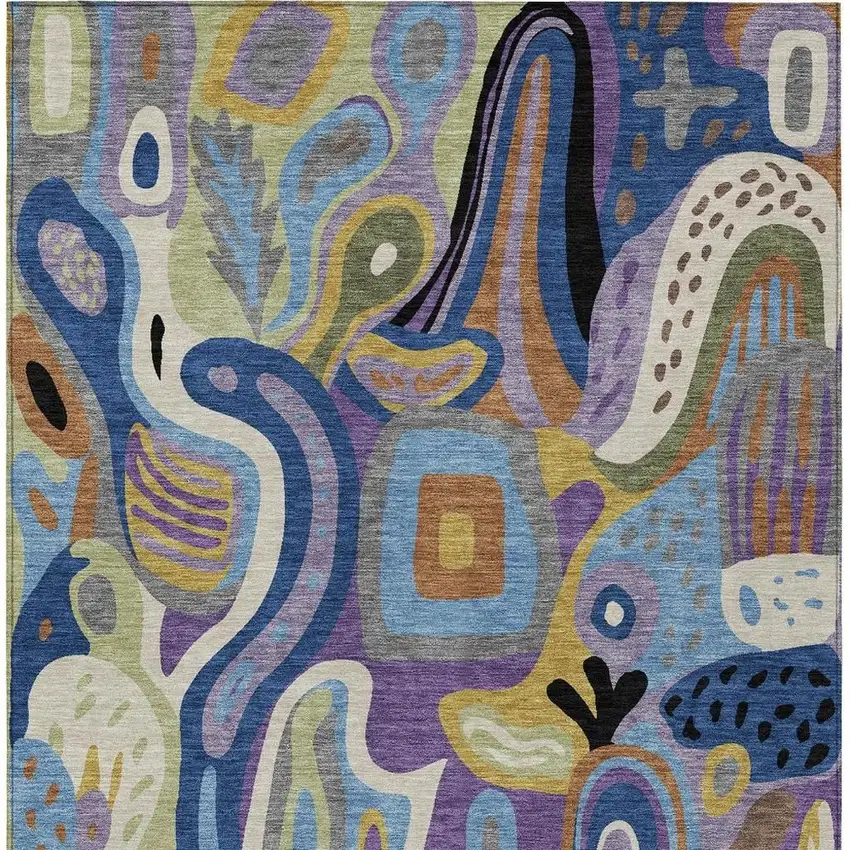 Purple And Plum Abstract Washable Indoor Outdoor Area Rug Photo 4