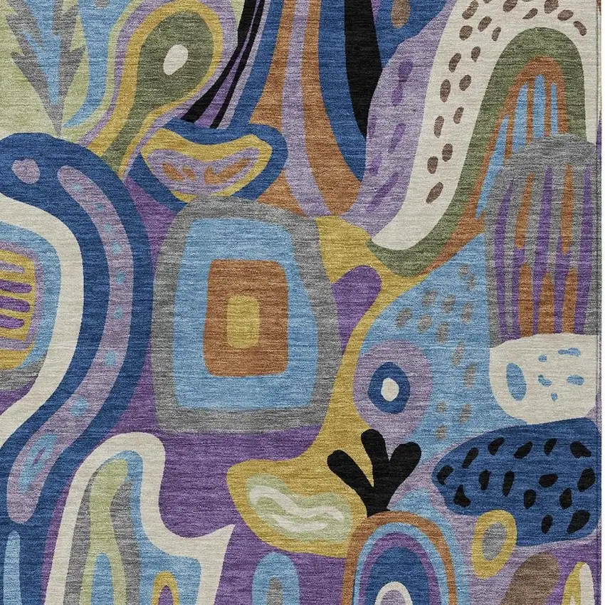 Purple And Plum Abstract Washable Indoor Outdoor Area Rug Photo 3