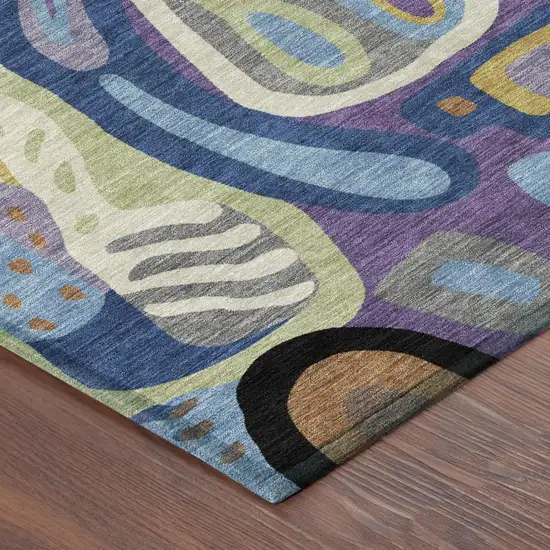 Purple And Plum Abstract Washable Indoor Outdoor Area Rug Photo 5