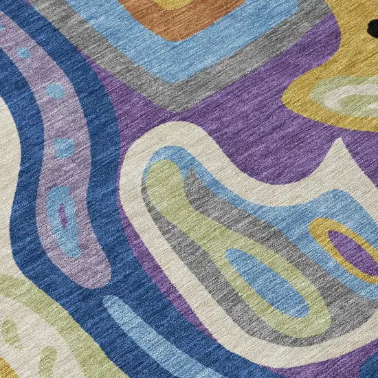 Purple And Plum Abstract Washable Indoor Outdoor Area Rug Photo 6