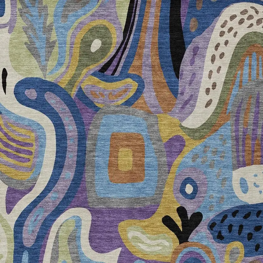 Purple And Plum Abstract Washable Indoor Outdoor Area Rug Photo 3