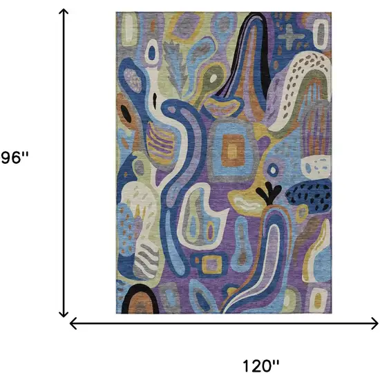 Purple And Plum Abstract Washable Indoor Outdoor Area Rug Photo 7