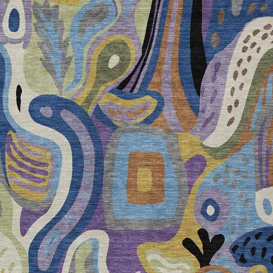 Purple And Plum Abstract Washable Indoor Outdoor Area Rug Photo 3