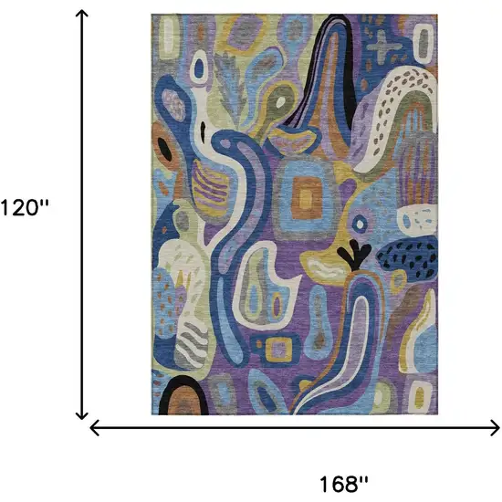 Purple And Plum Abstract Washable Indoor Outdoor Area Rug Photo 7