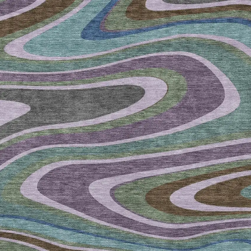 Purple And Plum Abstract Washable Indoor Outdoor Area Rug Photo 3