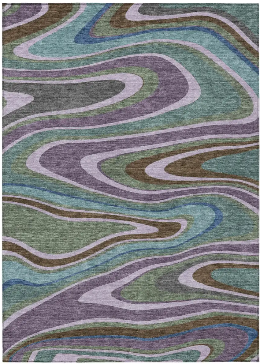 Purple And Plum Abstract Washable Indoor Outdoor Area Rug Photo 2