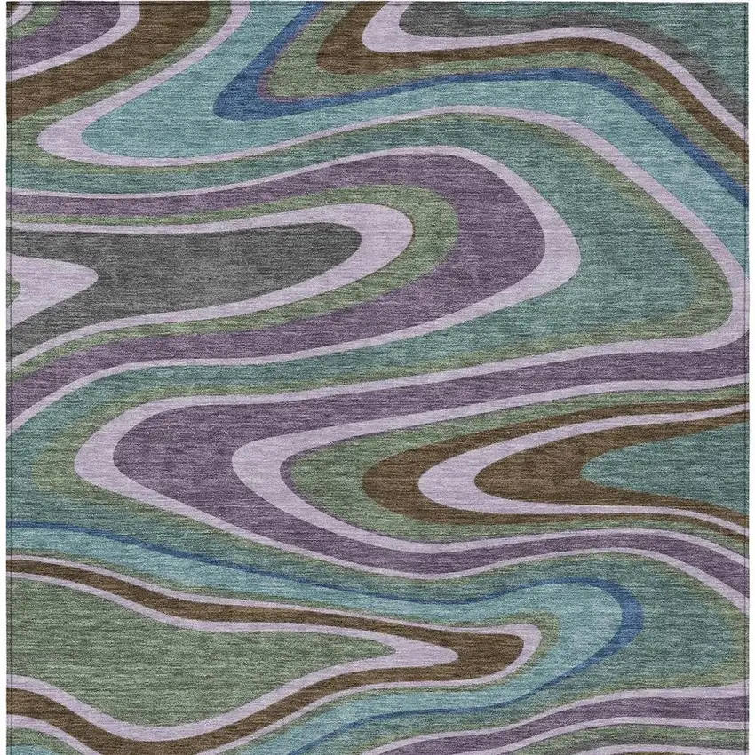 Purple And Plum Abstract Washable Indoor Outdoor Area Rug Photo 4