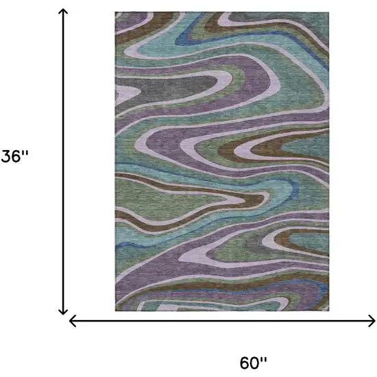 Purple And Plum Abstract Washable Indoor Outdoor Area Rug Photo 7