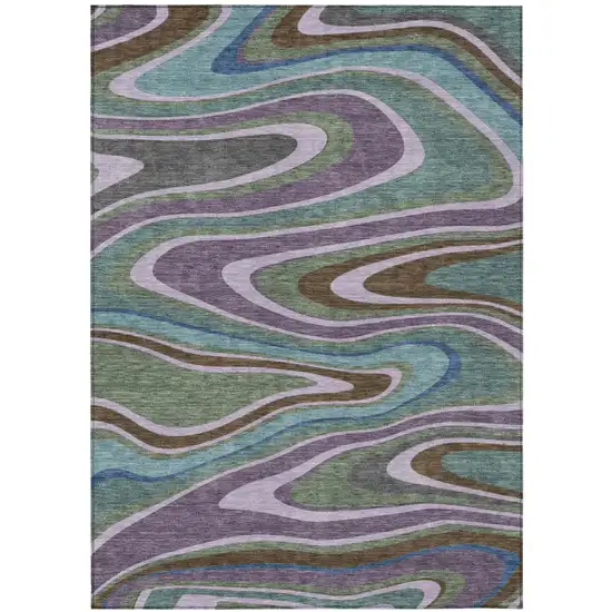 Purple And Plum Abstract Washable Indoor Outdoor Area Rug Photo 2