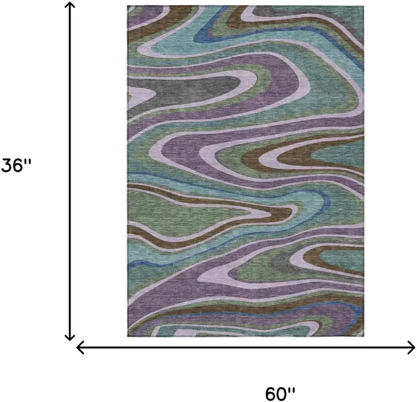 Purple And Plum Abstract Washable Indoor Outdoor Area Rug Photo 7